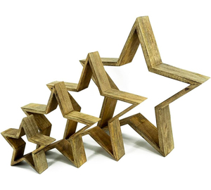 Marco de estrella de madera de mango macizo natural aprox. Estrellas de madera decorativas de 36 cm decoración de mesa de Navidad de madera real 90 piezas - Product Image 4
