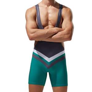 Débardeur de sport pour homme, maillot de corps extensible et respirant, combinaison de lutte, combinaison de musculation, short à l'avant - Product Image 3