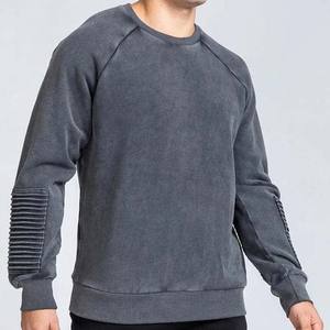 Color gris personalizado lavado ácido cuello redondo de alta calidad invierno liso de gran tamaño básico algodón transpirable hombres sudaderas con capucha 2025 - Product Image 4