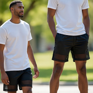 กางเกงขาสั้นผ้าตาข่ายลำลองสำหรับผู้ชายกางเกงขาสั้นผ้าโปร่งสำหรับฤดูร้อน2024ลำลอง CS Sleeping - Product Image 3