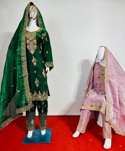 Collection de costumes Jimy Choo luxueuse pour femmes, style indien, entièrement orné de pierres Jarkan, dupatta lourd, tenue de soirée, 5 modèles, 5 - Product Image 1