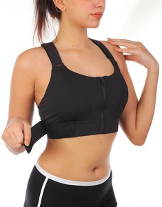 Women High for Sports <b>Bra</b> Front Zipper Adjustable <b>Straps</b> Push-Up Gym Yoga Running Workout Fitness Activewear OEM Quick - Product Image 6