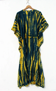 ชุดเดรสยาวผ้าเรยอนสำหรับผู้หญิง, เดรสชุดกิโมโนคาฟตันย้อมสีมัดมือสำหรับงานปาร์ตี้ฤดูใบไม้ผลิ - Product Image 4