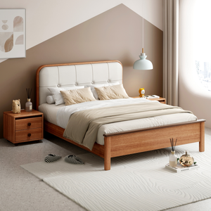 Cadre de lit rustique en bois massif de haute qualité, aucun sommier tapissier requis - Product Image 1