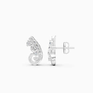 Boucles d'oreilles clous classiques plaquées or rose 10K, motif fleur, zircon rouge taille coussin, accents de diamants, sertissage clos, romantiques pour femme - Product Image 3