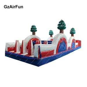 Custom Commercial Christmas Bounce Combo Kids Inflatable Obstacle Course Playground For Sale