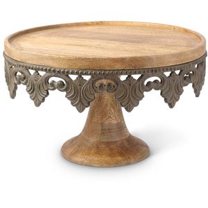 Soporte tradicional de madera para tartas con base acampanada y superficie pulida, perfecto para panaderías, cenas familiares o celebraciones navideñas. - Product Image 1