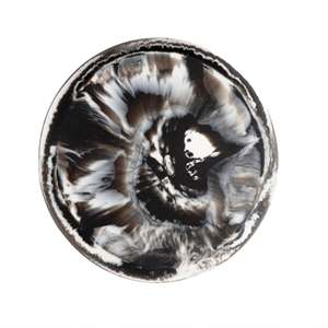 Bol de service en résine décorative écologique d'origine indienne, noir, blanc, marron, fait à la main, passe au lave-vaisselle, poli, pour les fêtes - Product Image 1