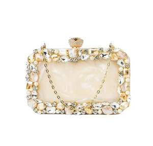 Decorative <b>Epoxy</b> Resin Women Clutch Purse Handbag <b>Metal</b> Affordable Resin Clutch Party Handbag Slings for Selling - Product Image 3