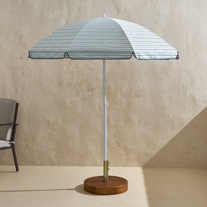 Parasol de plage réglable imperméable de 6,5 pieds de diamètre, à rayures vintage, protection solaire UPF 50+, 120g polyester, pour pique-nique, piscine, mer - Product Image 1