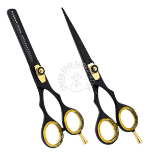Best Seller Hair Cutting Scissors Set Styling Tool Thinning <b>Shears</b> Sharpe Edge Gold Black Flat Tooth Stainless Steel - Product Image 5