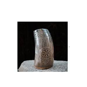 Tasse à boire Viking 100% naturelle de haute qualité Chope à corne sculptée à la main pour la maison et l'hôtel en gros du fabricant - Product Image 1
