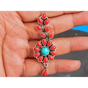 925ต่างหูเงินสเตอร์ลิงทำด้วยมือทันสมัยเครื่องประดับแฟชั่นปะการังเทอร์ควอยซ์ธรรมชาติสำหรับเด็กผู้หญิงผู้หญิงของขวัญ E0236-GS - Product Image 3