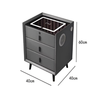 Table de chevet intelligente en bois massif nordique OEM, fabriquée à la main, 3 tiroirs, chargeur sans fil, lampe de lecture LED, style minimaliste, pour hôtel
