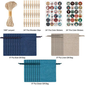 Offre Spéciale lin compte à rebours <span class=keywords><strong>de</strong></span> noël sac cadeau 24 pièces bricolage suspendus sachets <span class=keywords><strong>de</strong></span> rangement <span class=keywords><strong>de</strong></span> bonbons <span class=keywords><strong>calendrier</strong></span> <span class=keywords><strong>de</strong></span> l'avent sacs - Product Image 2