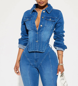 2025 chaqueta vaquera corta para mujer perla suelta primavera y otoño nueva chaqueta vaquera para mujer servicio OEM - Product Image 2