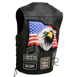 Gilet en cuir pour motards OEM pour hommes gilets de motard en cuir de style américain avec broderie personnalisée gilet en cuir pour motocyclette - Product Image 3