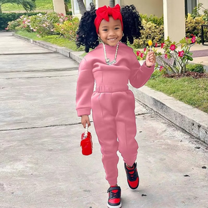 เสื้อกีฬาแขนยาวสำหรับเด็ก, เสื้อสเวตเตอร์ขนแกะสีพื้นเสื้อผ้าเด็ก - Product Image 3