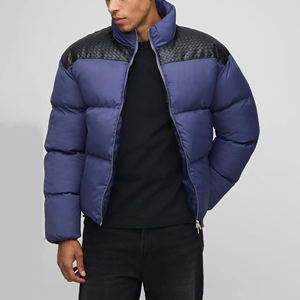 Spring Fashion <b>Thin</b> Waterproof Vintage <b>Puffer</b> <b>Jacket</b> with Stand-Up Collar and Front Logo Plain Dyed Technique <b>jacket</b> for men - Product Image 6