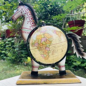 ลูกโลกโลหะโบราณม้าโชว์ผลงานแบบดั้งเดิมทำจากทองแดงสีทองแบบหมุนได้แผนที่โลกสำหรับโต๊ะทำงานในบ้าน - Product Image 5