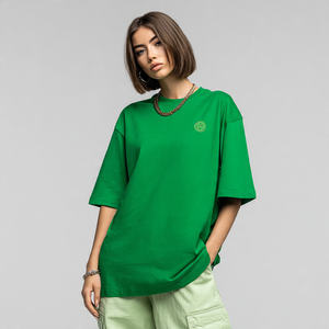 T-shirt pour femme en coton 100% et polyester, surdimensionné, ample, compressé, écologique, à séchage rapide, à épaules tombantes, pour l'été - Product Image 4