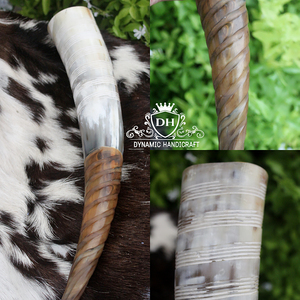 Classic Viking Ox Horn Drinking <b>Mug</b>-Handcrafted Polished Natural Horn with <b>Stand</b> Eco-Friendly Custom Sizes Available - Product Image 3