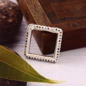 Dijes de Plata de Ley 925 Chapados en Oro con Cierre de Mosquetón Cuadrado y Circonitas Multicolores - Product Image 6