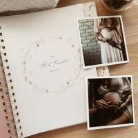 Carnet de journal de grossesse personnalisé en lin avec reliure spirale dissimulée, motif floral, pour la planification de la grossesse, cadeau pour future maman