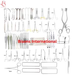 Ensemble d'instruments chirurgicaux pour hydrocelectomie de hernie majeure en acier inoxydable BISONS INTERNATIONAL, 150 pièces, kit d'instruments chirurgicaux généraux - Product Image 1