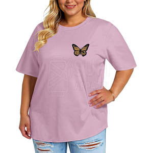 เสื้อยืดผู้หญิงไซส์ใหญ่ ทรงหลวม สีพื้น ผ้าฝ้าย 100% ระบายอากาศ แห้งเร็ว - Product Image 2