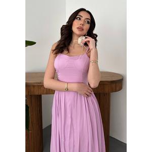 Vestido Largo Lila con Copas en el Busto - Lila - Product Image 3