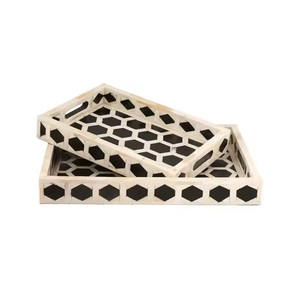 Bandeja DE SERVICIO DE MADERA india tradicional con diseño de incrustaciones de hueso y fregona tamaño personalizado para uso en cocina o restaurante - Product Image 5