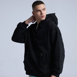 Sudadera con capucha para hombre, al por mayor, con media cremallera, 100% algodón, oversize, bordada, con logo personalizado, OEM, invierno - Product Image 4