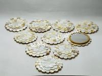 Grosir Mini bundar ibu dari cermin mutiara untuk wanita kualitas tinggi kaca buatan tangan dengan bingkai kayu produk dekorasi harga terbaik