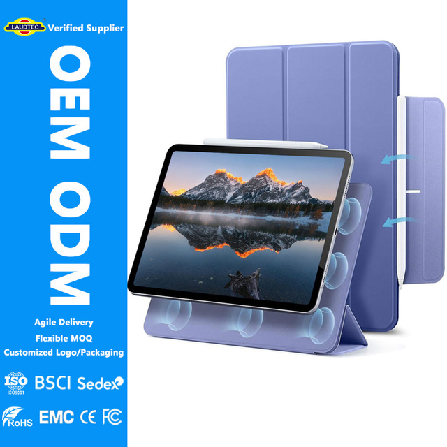 Strong Magnetic Tri-Fold Smart Case for iPad Double-Sided Leather Cover with Auto Wake Sleep Slim Protective Folio
