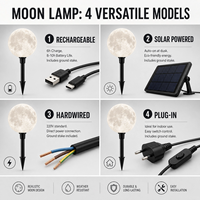 Lampe de nuit LED 3D moderne en forme de lune, 15 cm, rechargeable par USB, télécommande RGB, intensité réglable, lampe lunaire à piles, salon, chambre à coucher