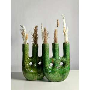 Poterie marocaine artisanale Tamegroute, glaçure verte, bol en céramique artisanal, artisanat berbère vintage, décoration d'intérieur, cadeau - Product Image 1