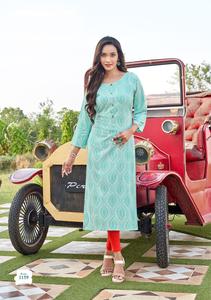 New Designer Rayon Print Kurtis pour Femmes vente en ligne - Product Image 6