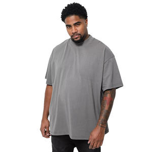 Most Demanding Men Plus Size 100% Cotton Mid Weight <b>Grey</b> Colour Drop Shoulder Casual <b>T</b> <b>Shirt</b> With Ribbed Neck - Product Image 1
