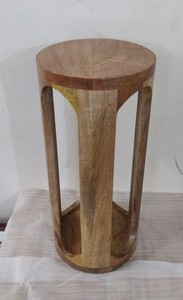 Mesa Auxiliar Redonda 100% de Madera, Soporte Rústico para Plantas, Mesa Lateral de Madera Maciza, Mesa Auxiliar Minimalista para Sala de Estar y Dormitorios - Product Image 6