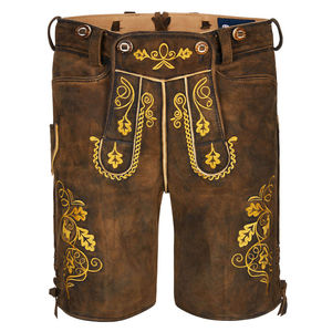High Quality Bavarian Men's Lederhosen <b>Short</b> Genuine Cowhide Suede <b>Leather</b> Embroidery Side Backside Pockets Mid Plus Size - Product Image 1