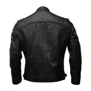 Chaqueta de cuero para hombre Piel de oveja genuina Cafe Racer Style Biker Negro y marrón - Product Image 5