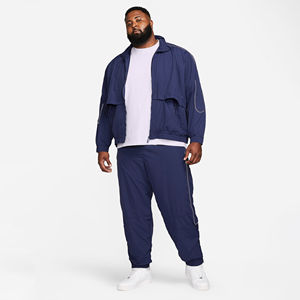 Ensemble survêtement streetwear deux pièces coupe-vent personnalisé de haute qualité avec veste zippée et pantalon en nylon et polyester, avec logo, grandes tailles, pour la course - Product Image 1