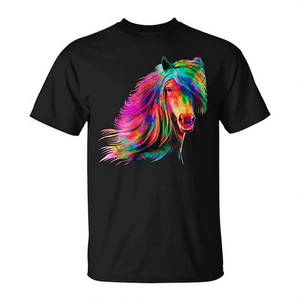 Camiseta Artística con Caballo Arcoíris en Acuarela para Amantes de los Caballos, para Promociones - Product Image 2