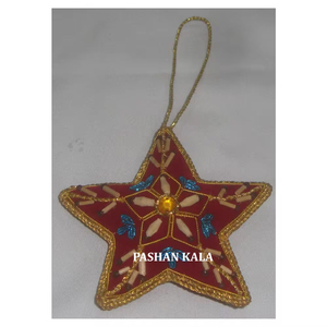 Forma de estrella con nuevos diseños clásicos Golden Zari bordado con cuentas hermoso adorno decorativo colgante de Navidad para Decoración - Product Image 1