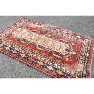 Antiguo rojo Beige 4,7X7,5 pies estilo Kilim área grande alfombra turca patrón abstracto lana 10mm látex para decoración de habitación de pasillo - Product Image 4