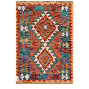 Alfombra Kilim de Maimana, Afganistán, 116 x 83 cm, Tapiz para Colgar en la Pared - Product Image 1