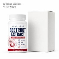 Capsules d'extrait de betterave à marque privée OEM ODM Étiquette de bouteille personnalisée 60 capsules végétales