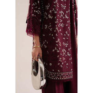 Ensemble semi-formel en mousseline de soie brodé printemps-été avec dupatta et pantalon - Product Image 3