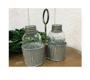 Galvanized <b>Salt</b> And <b>Pepper</b> Caddy Kitchen Ware Countertop Handmade Caddy Classic Wholesale Metal Utensil Caddy - Product Image 1